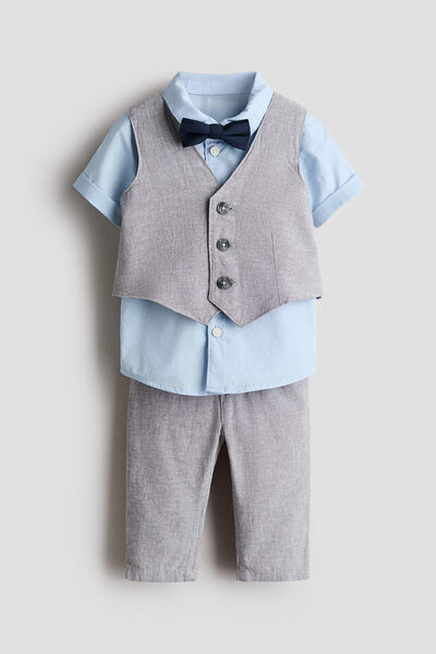 H&M 4 Parçalı Keten Karışımlı Şık Set