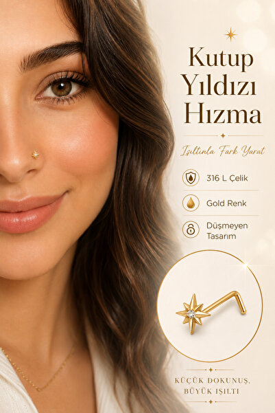 Sacce Scarves&Accessories Düşmeyen L Model Kutup Yıldızı Çelik Burun Hızması ...
