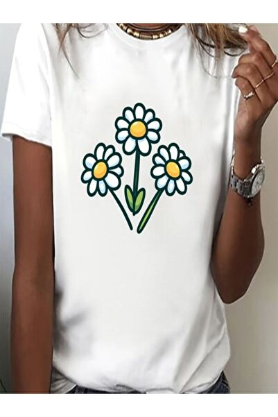 COZYWEAR Floral Printed White T-Shirt