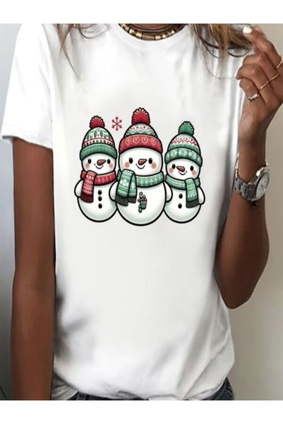 vorena Cute Snowman Printed T-Shirt