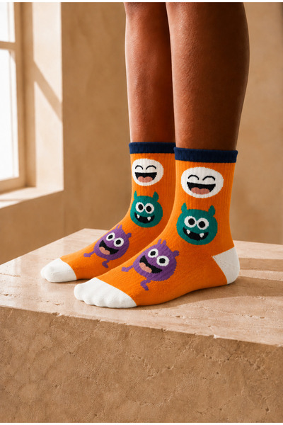 Katia&Bony Children's Cute Monster Socks Orange