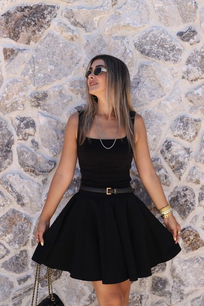 bytugcekaya Fustă neagră din crep cu volane