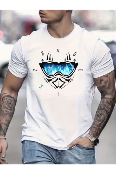 COZYWEAR تي شيرت رجالي مطبوع بتأثير النار