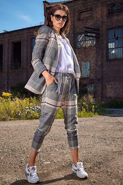 Awama Pantaloni eleganti de dama, Awama, Blanchegeus, gri-roz, S