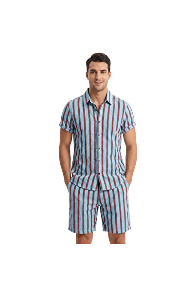 OEM Set Bărbați Pantaloni Scurți și Cămașă cu Mânecă Scurtă de Plajă de Vară ...
