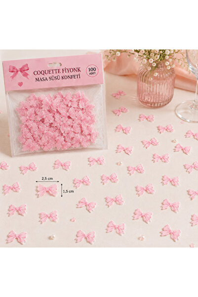 Dijital Nostal 100 Adet Popüler Coquette Fiyonk Masa Süsü Konfeti Pembe Masa ...