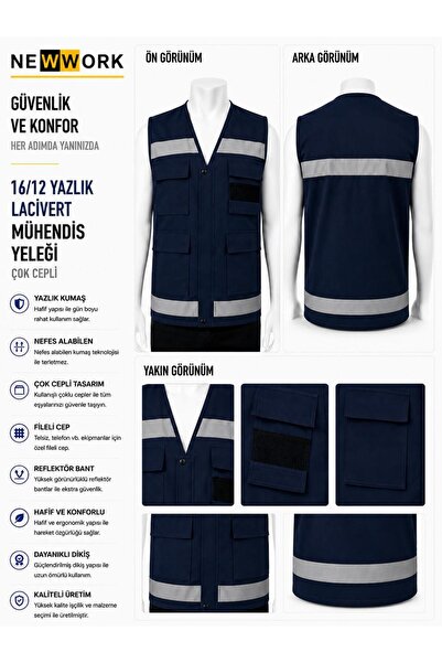 Newwork 16/12 REFLEKTÖRLÜ YAZLIK LACİVERT İŞ YELEĞİ