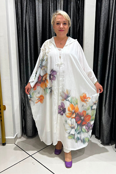 selma Büyük Beden Çiçek Desenli Askılı İçlikli Kap
