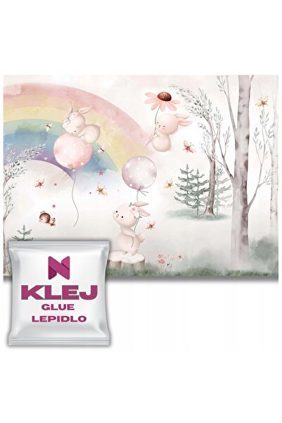 Naklejkomania Fototapet Pastel Pentru Camera Unui Copil, Iepurasi Veseli, Cur...