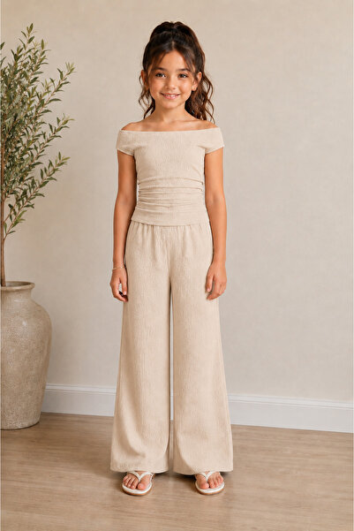 haha Off-Shoulder Double Set for Girls