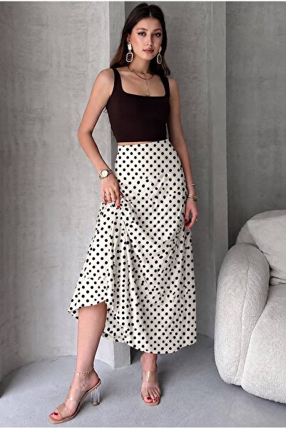 lobivia Women's Long Flared Polka Dot Skirt