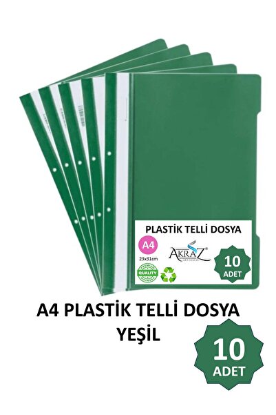 Akraz Art Design Telli Dosya Plastik A4 Poşet Dosyalara Uyumlu 10 lu ekonomik...