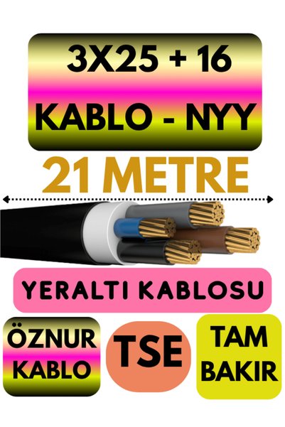 Avarson Öznur 3X25 + 16 NYY (Yeraltı Kablosu) Metre Seçenekli 21 METRE