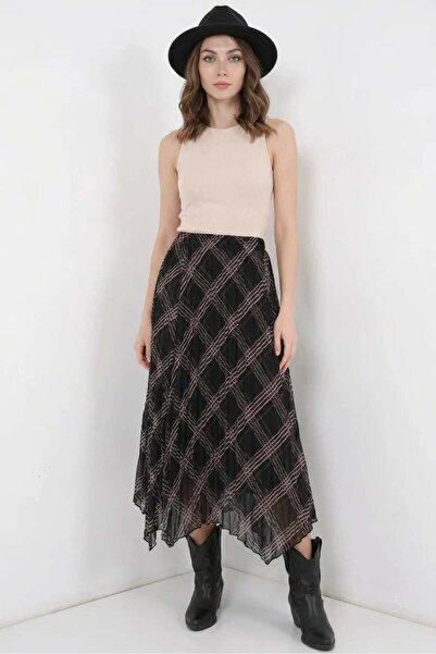 Generic Brand Women's Asymmetrical Cut Chiffon Black Skirt