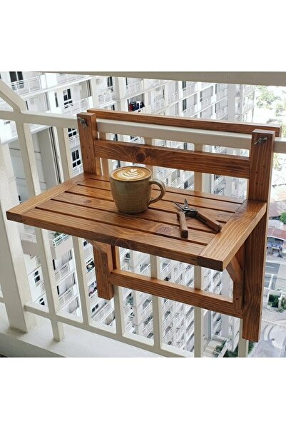 Ev dekka Ahşap Balkon Masası - 10 cm Ayarlanabilir, Katlanır Balkon Korkuluk ...