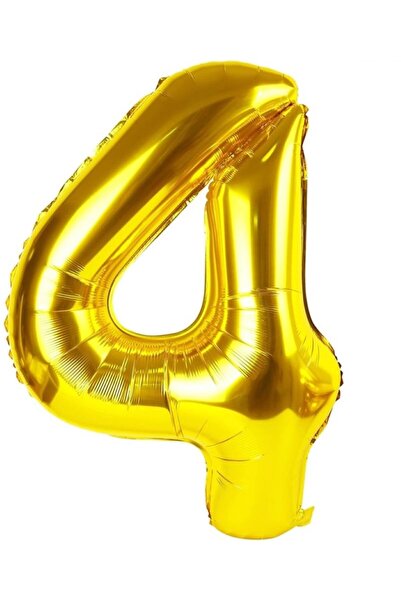 genaja Balon Folie Auriu Cifra 4, 40 cm, Decor Petreceri și Aniversări
