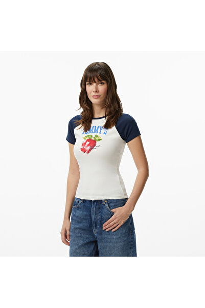 Tommy Hilfiger Novelty Kadın Beyaz T-Shirt