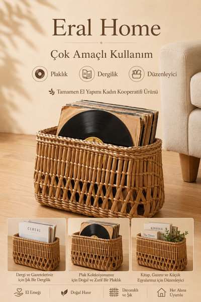 SS ERAL KOOP Decorative Multi-Purpose Wicker Handmade Basket Plaque Newspaper...