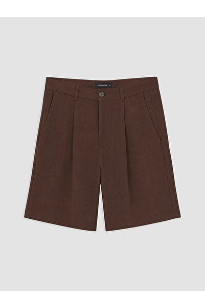 LC Waikiki Brown Linen Blend Pleated Women's Shorts