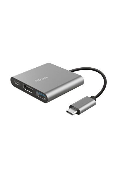 Trust Hub USB-C 3-în-1 Dalyx cu HDMI 1.4 și USB-A, Argintiu