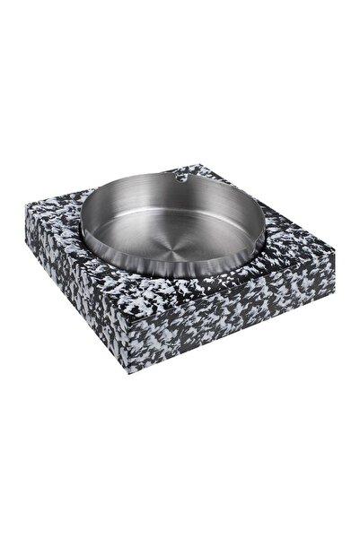 OEM Set scrumiere ciment și metal, pătrată negru-alb + rotundă argintie 12,5x...