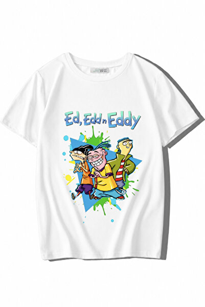 BRZ KIDS Унисекс детска тениска Ед, Ед и Еди, бяла