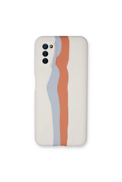 TheGencoo حافظة سامسونج جالاكسي A03s رخامية من السيليكون - أبيض-برتقالي