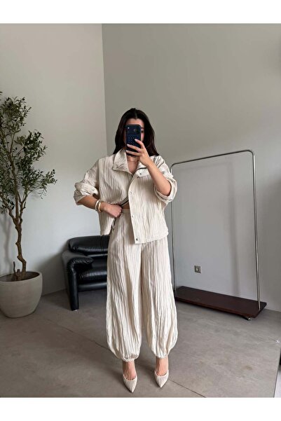 Bade Butik طقم تينسل بيج بخصر مطاطي