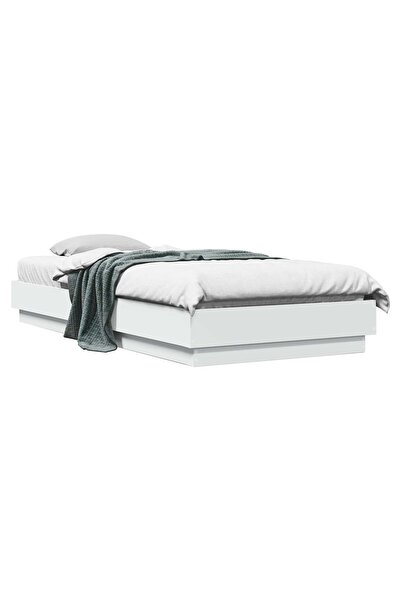 vidaxl Cadru de pat la sol Alb 80 x 200 cm Lemn prelucrat