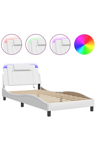 vidaxl Cadru de pat, Viana, cu LED fără saltea, alb, 100x203 cm