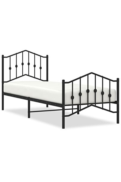 vidaxl Cadru pat metalic cu tăblii de cap/picioare negru, 80x200 cm