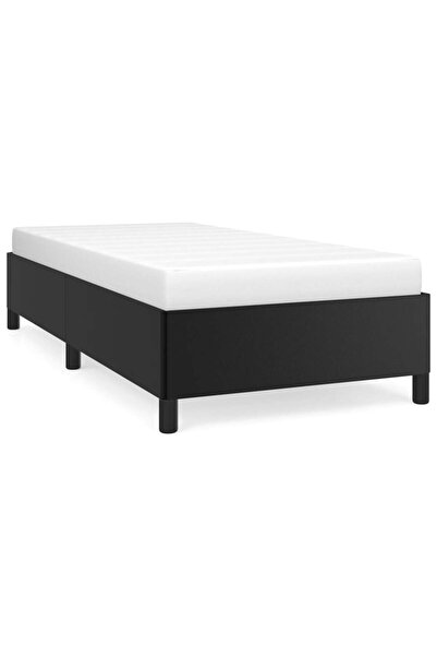 vidaxl Cadru de pat, negru, 90x190 cm, de o persoană, piele ecologică