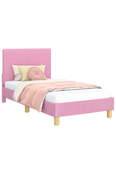 vidaxl Cadru de pat pentru copii cu spătar Roz 80 x 160 cm țesătură