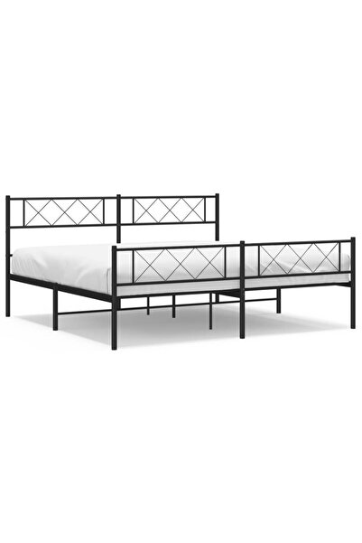 vidaxl Cadru pat fără saltea, tăblie de picioare negru 180x200cm metal