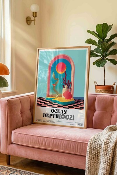 Buka Shops Abstract Sea Coral Painting Surreal – Vaporwave Y2K Art Poster – W...