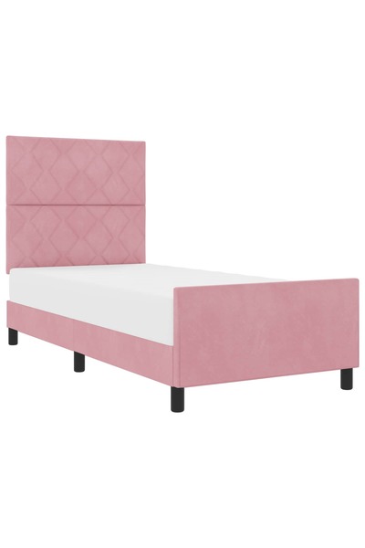 vidaxl Pat cu arcuri cu headboard Roz 90 x 190 cm Catifea