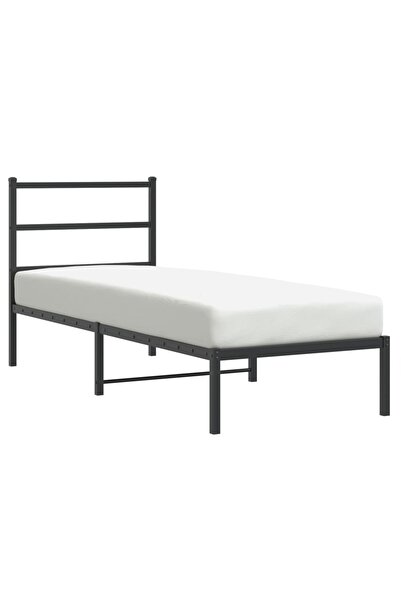 vidaxl Cadru de pat metalic cu tăblie, negru, 80x200 cm