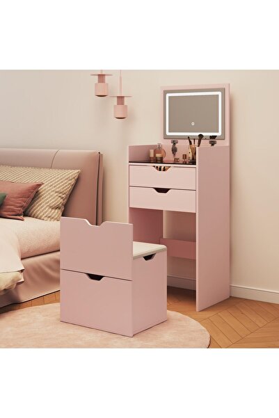 Chuma 3-in-1 Vanity with Mirror and Lights, Modern Compact Vanity Table with ...