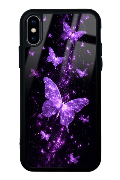 Spoyi iPhone XS Max Purple Galaxy Butterfly Design Glossy Phone Case