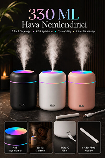 Tilbe Home 330 ml LED Işıklı Hava Nemlendirici USB Ultrasonik Buhar Makinesi ...