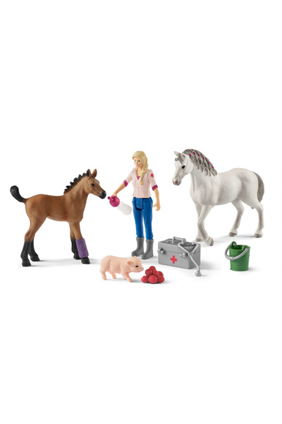 SCHLEICH Lumea Fermelor - Vizită medicală la măreasa și la puiul