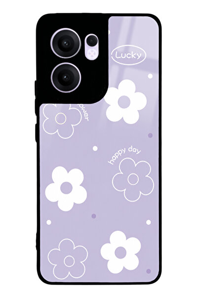Spoyi Oppo Reno 13F Purple Lucky Happy Day Tasarımlı Glossy Telefon Kılıfı