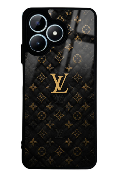 Spoyi Realme Note 50 Black Gold Lv Design Glossy Phone Case