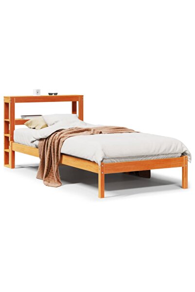 vidaxl Cadru de pat cu tăblie, maro ceruit, 75x190 cm, lemn masiv pin