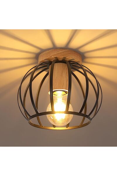 Goeco Lampa Tavan, Goeco, Stil Industrial Cu Abajur Metalic Tip Cusca, Soclu ...