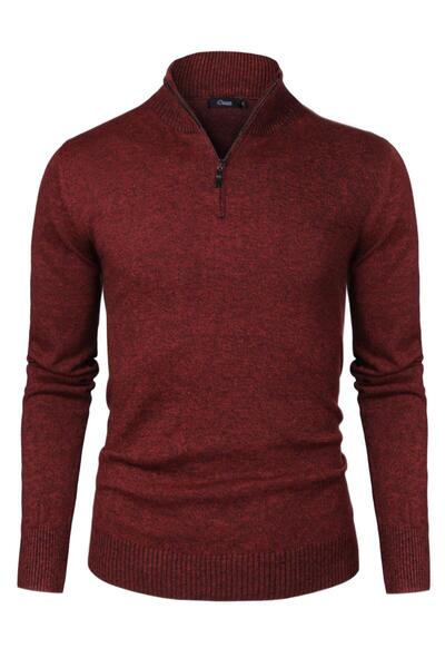 iCloth Pulover Barbati Cu Fermoar, Casual, Guler Inalt, Tricotat, Maneca Lung...