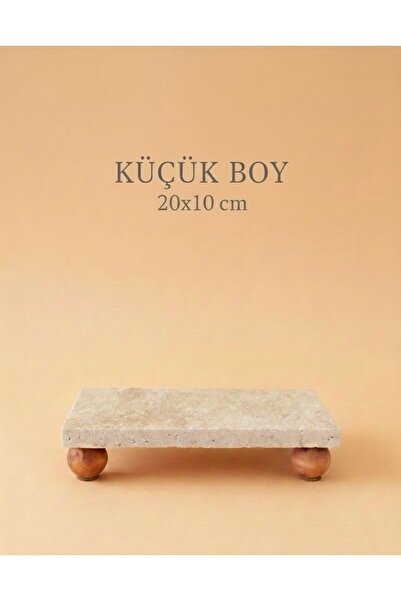 mugustone Traverten Ahşap Ayaklı Midi Stand 10x20
