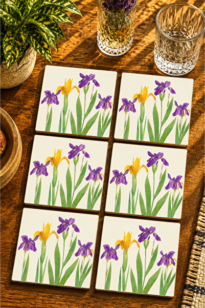 JHAAR Abstract Floral Modern Set of 6 Coasters - Uv Printing Mdf - 10X10 cm