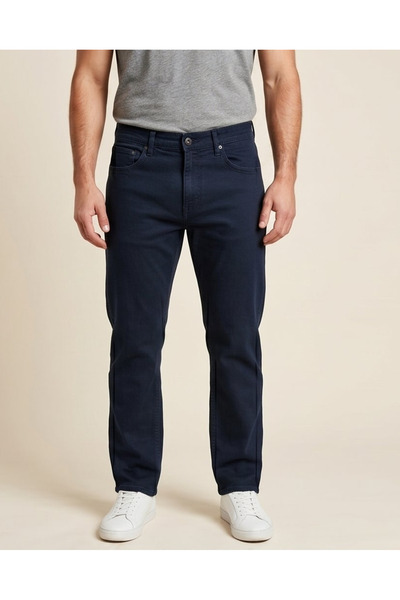 REDTAG Men Navy 5-Pocket Straight Fit Denim Jeans