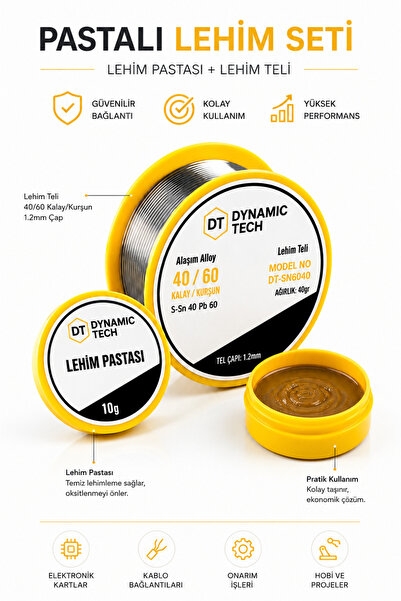 DynamicTech Pastalı Lehim Havya Teli Seti 40+10 Gram 1.2 mm 40/60